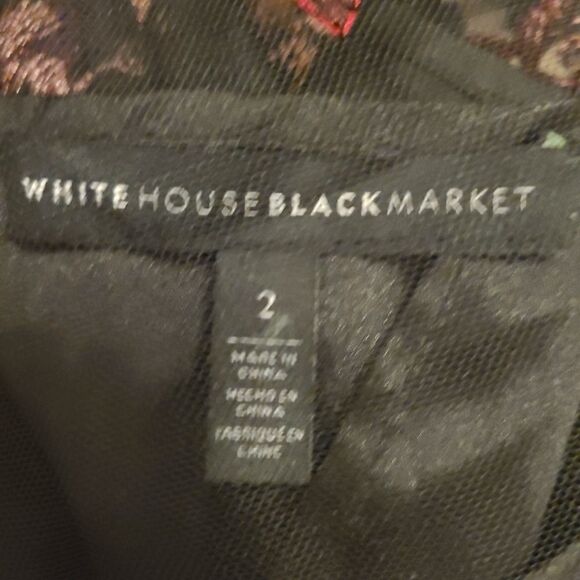 White House Black Market Floral Overlay Dress Size 2 - Picture 5 of 9